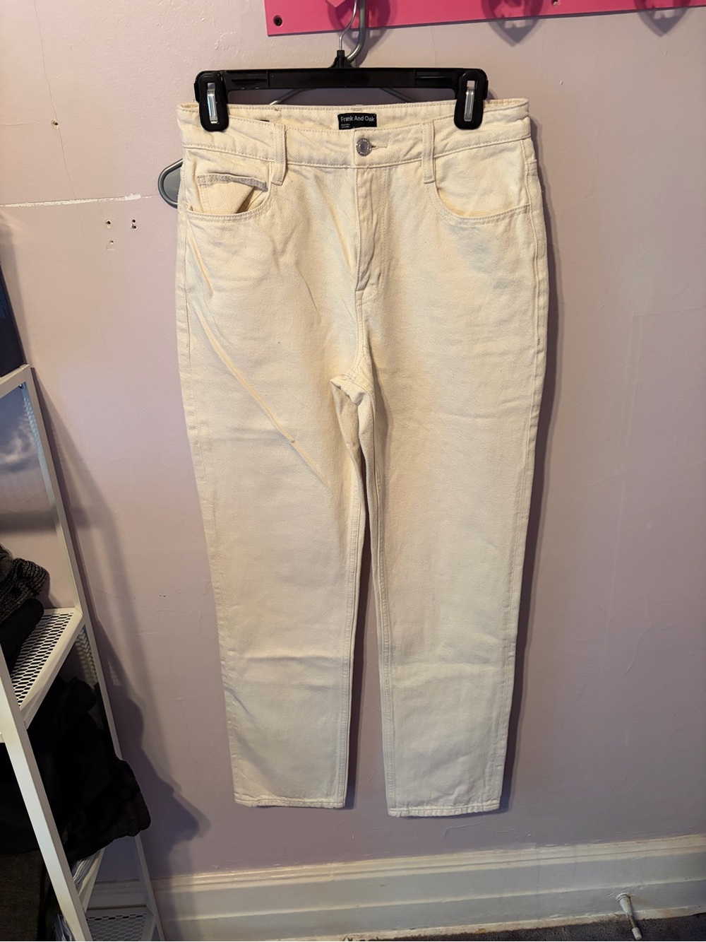 FRANK AND OAK beige straight leg jeans